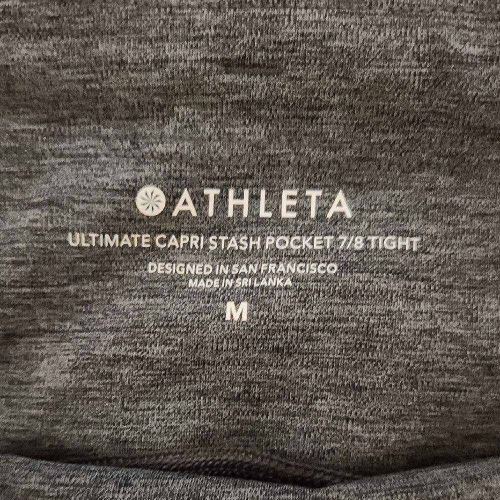 Athleta Gray Ultimate Capri Stash Pocket 7/8 Tight Leggings Women M Polyester - Picture 4 of 9